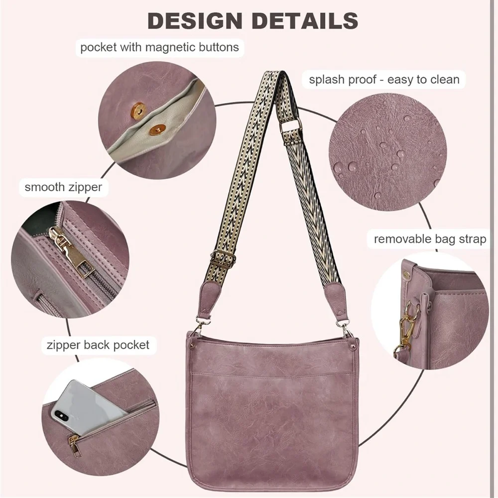Pink large crossbody tote Bag